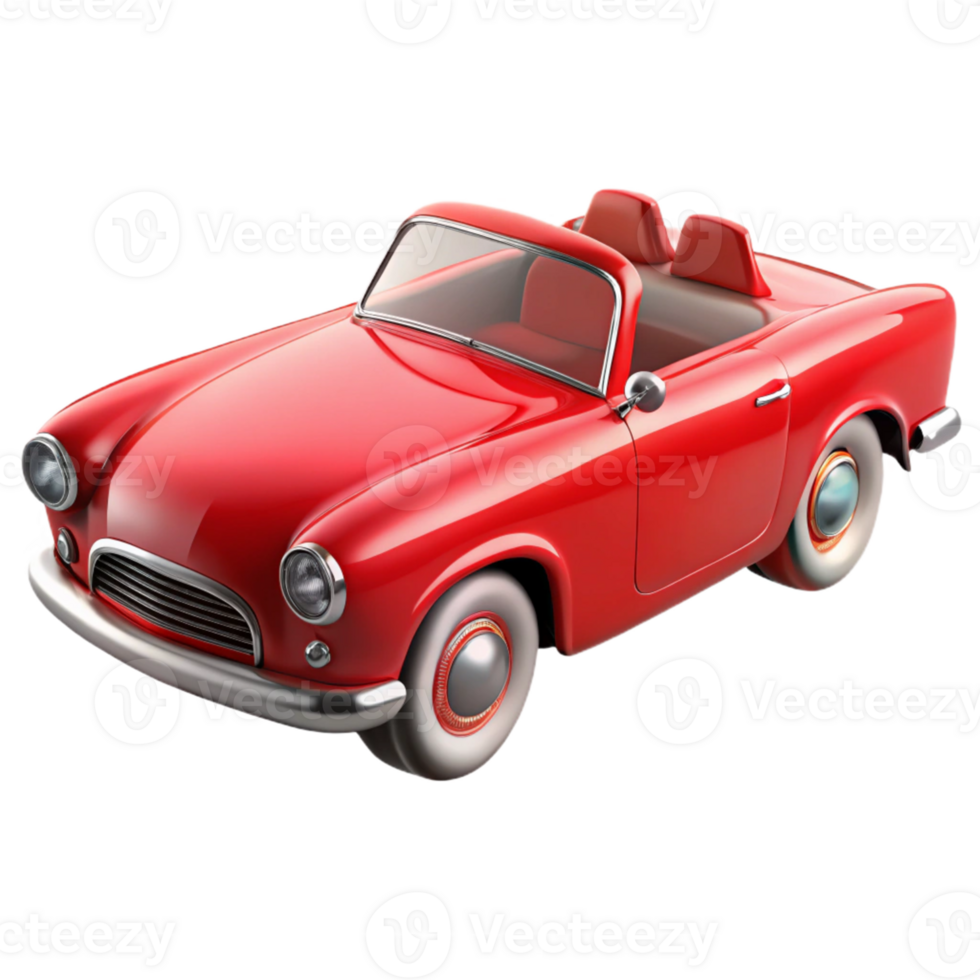 Red Classic Convertible Car 3D Render png