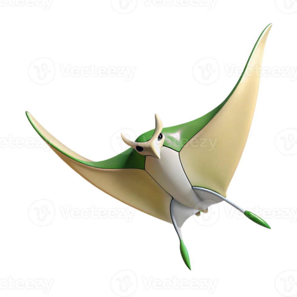 Green and Yellow 3D Rendered Flying Creature png