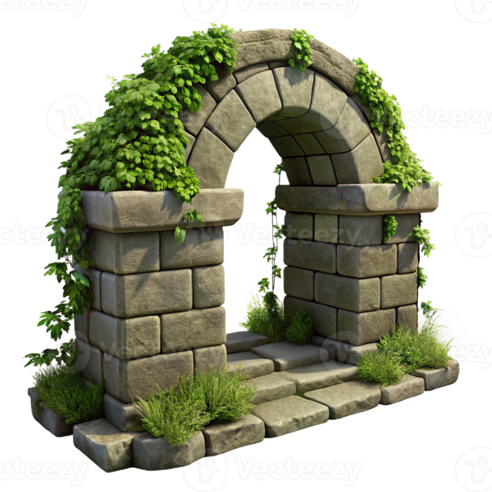 Stone Archway With Vines 3D Illustration png