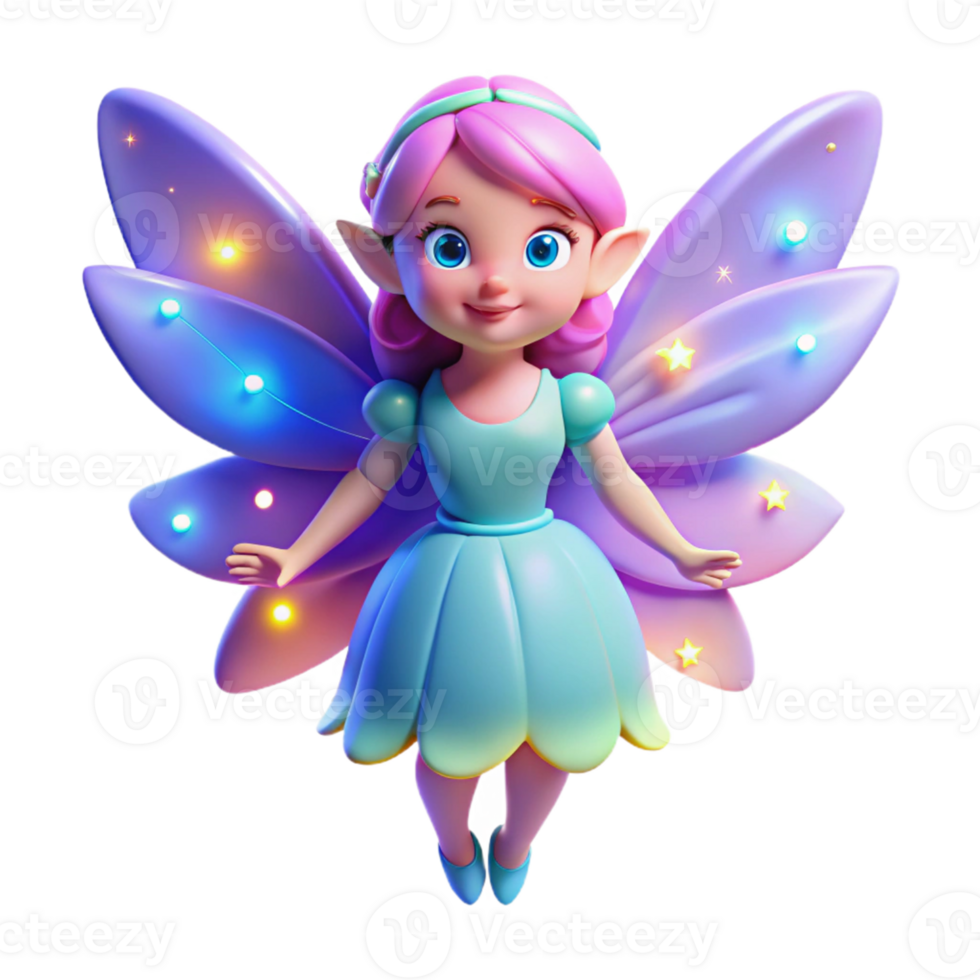 3D Fairy with Glowing Wings Illustration png