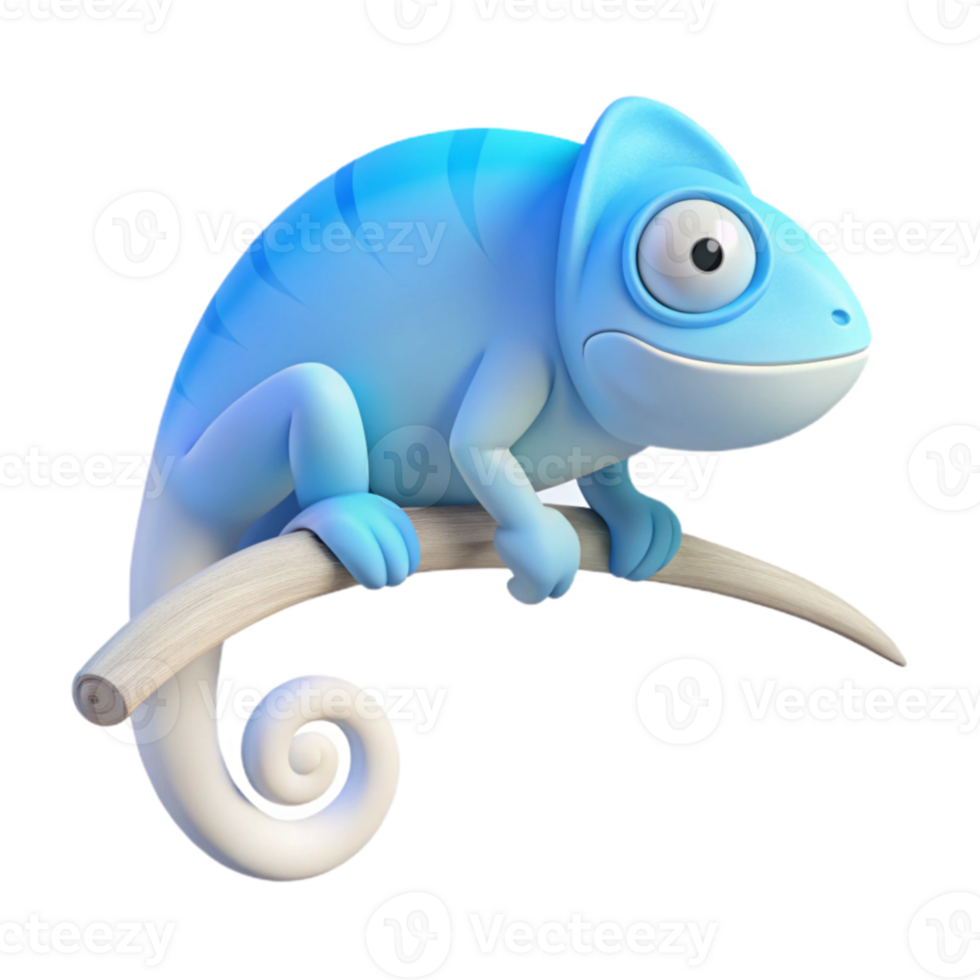 Blue Chameleon on Branch png