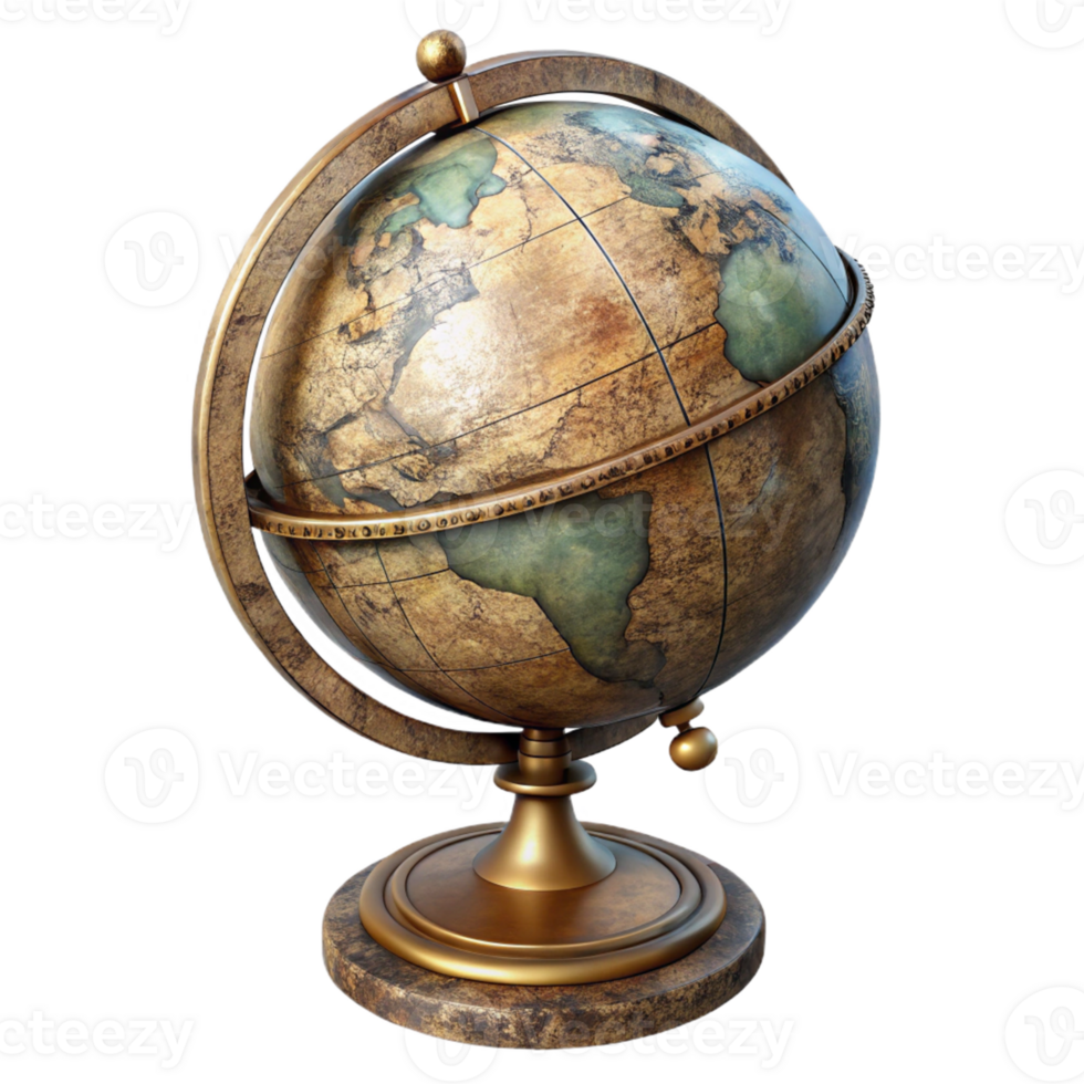 Vintage Globe with Brass Stand png