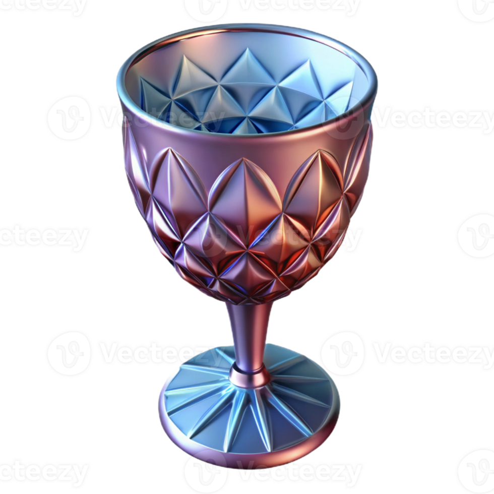 3D Rendered Glass Goblet with Geometric Pattern png
