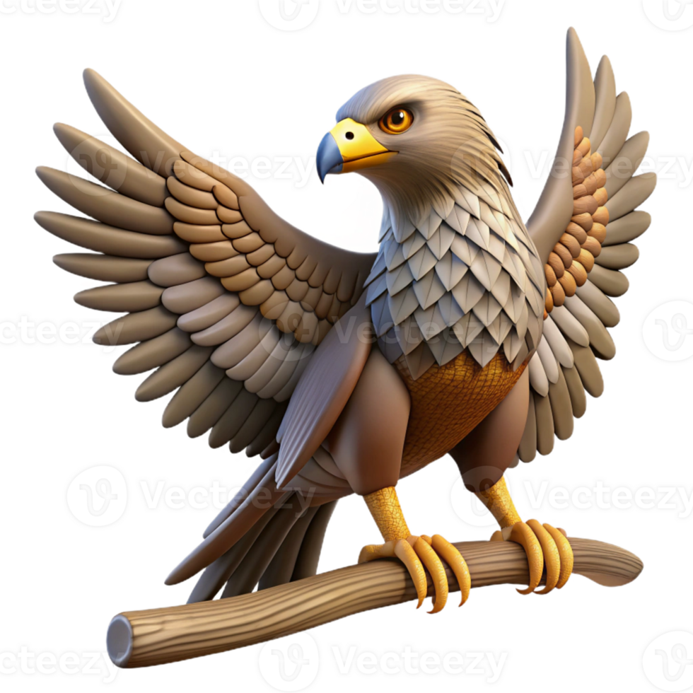 3D Render of Eagle on Branch png