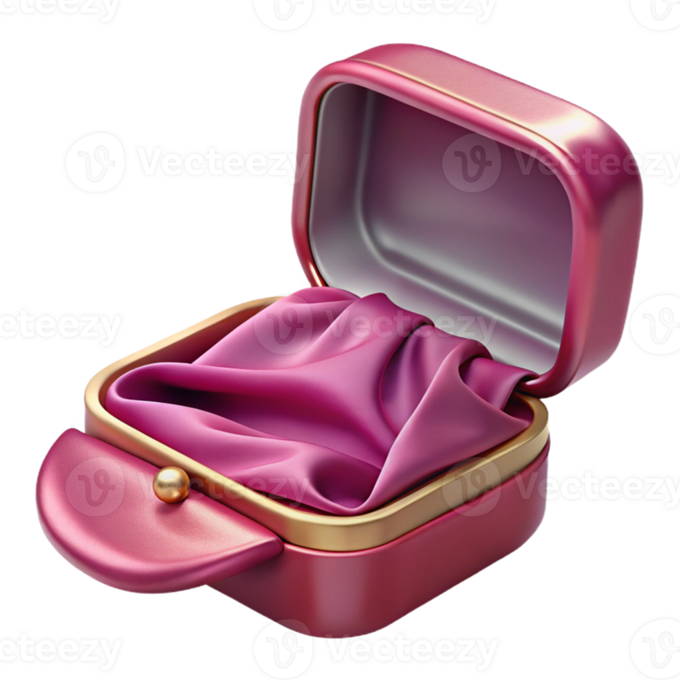 Pink Jewelry Box with Gold Trim png