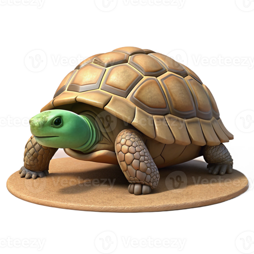 3D Rendered Tortoise on a Sandy Base png