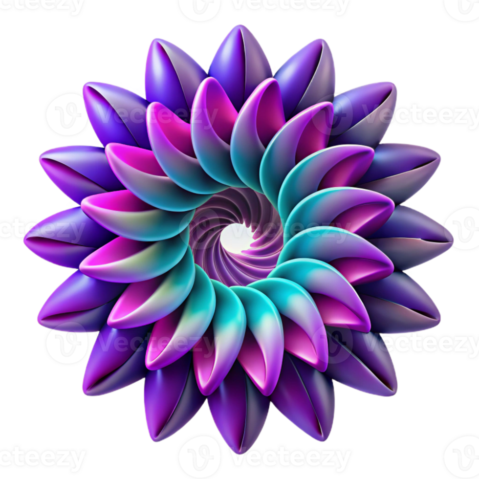 Abstract 3D Flower with Swirling Petals png