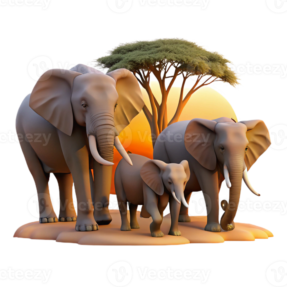 Elephant Family in the Savanna png
