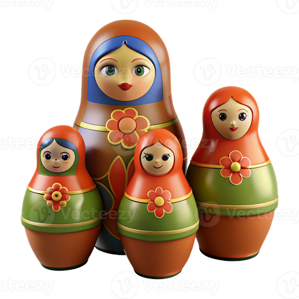 Nesting Dolls with Floral Patterns png