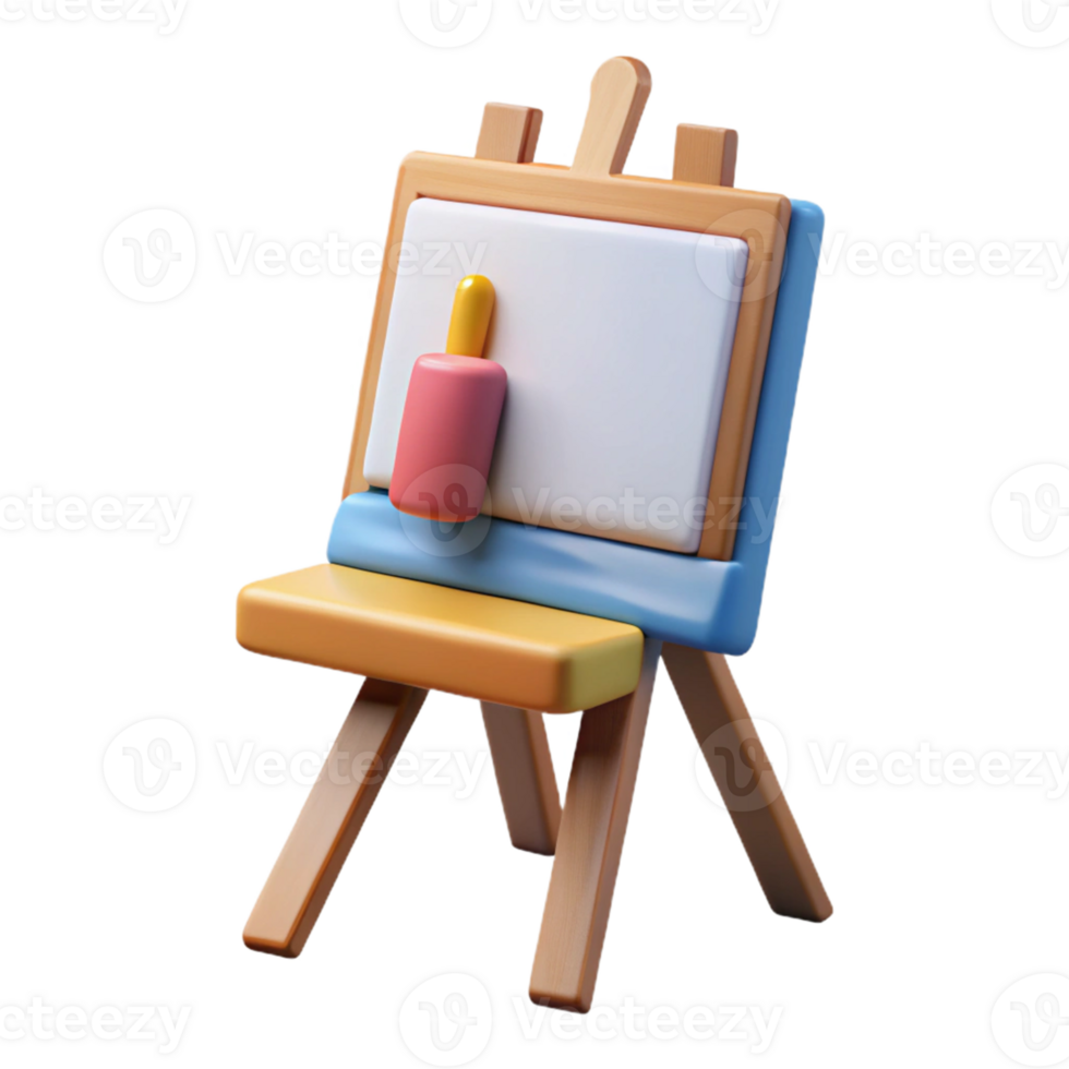 3D Render of Colorful Wooden Easel png