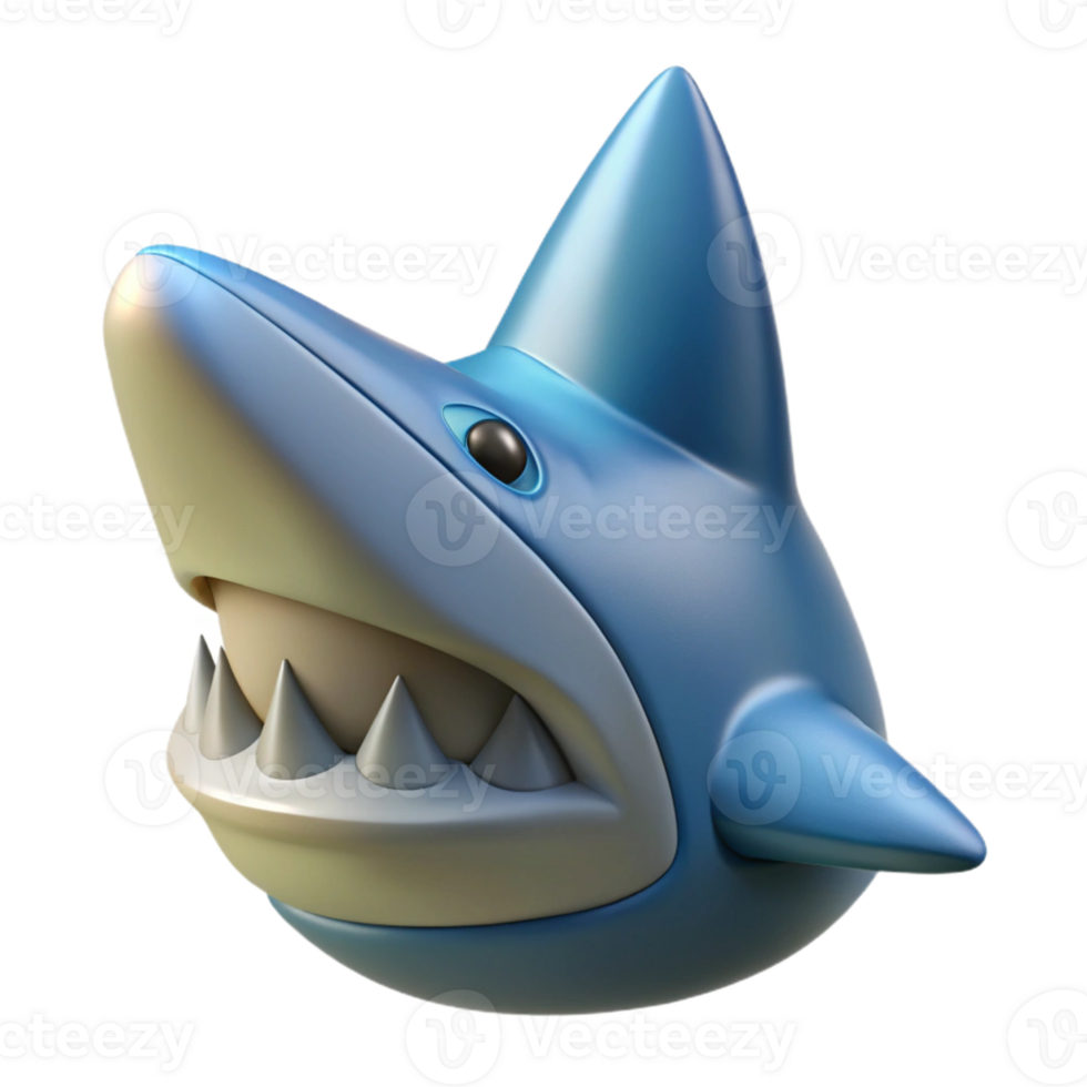 3D Cartoon Shark with Sharp Teeth png