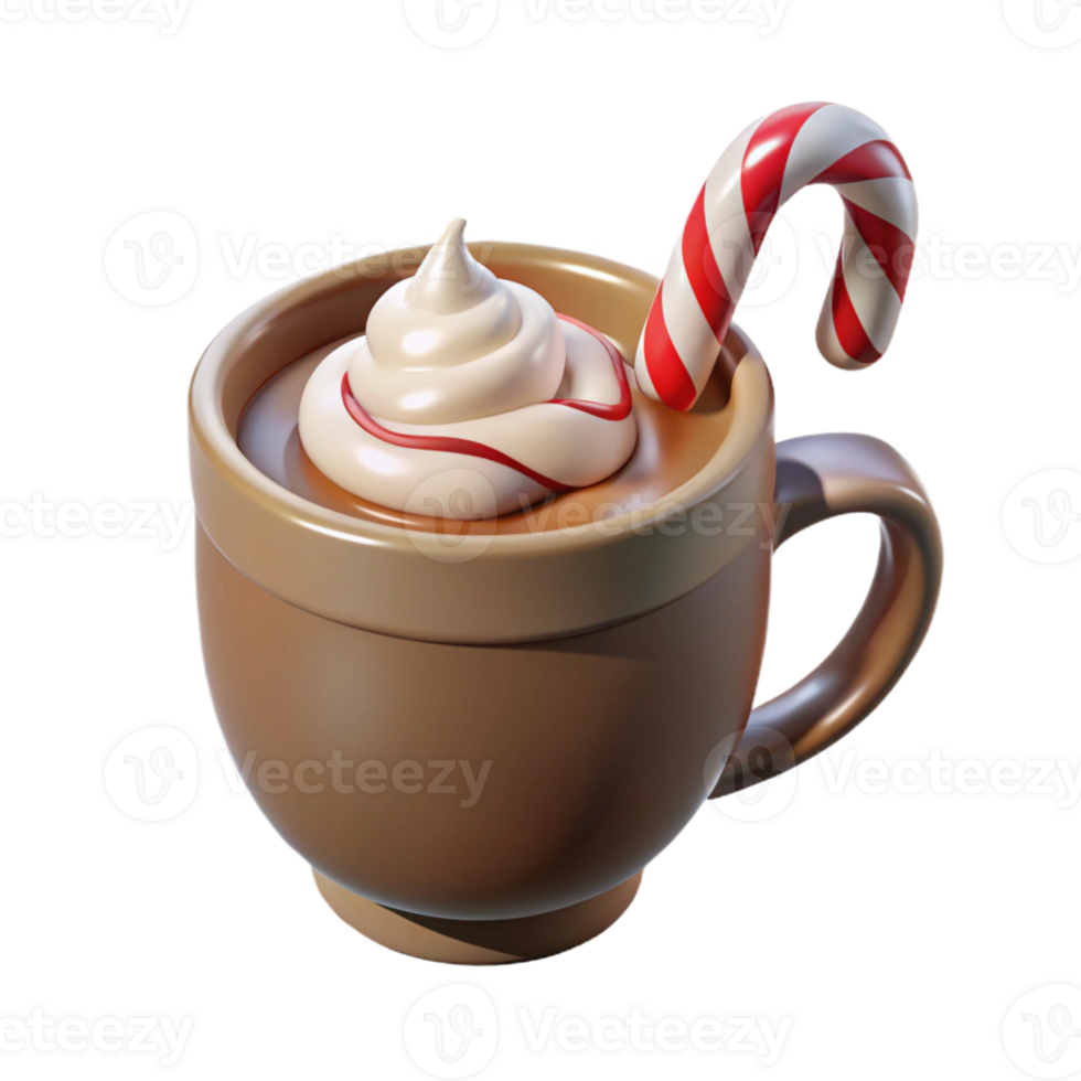 Candy Cane Hot Cocoa 3D Render png