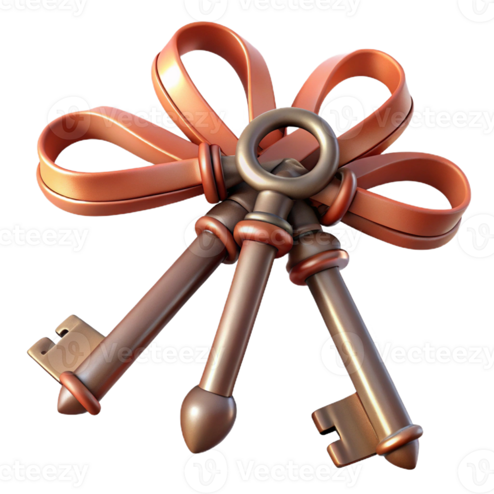 Golden Keys Tied with Ribbon png