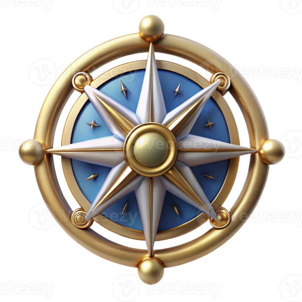Golden Compass with 8 Points png