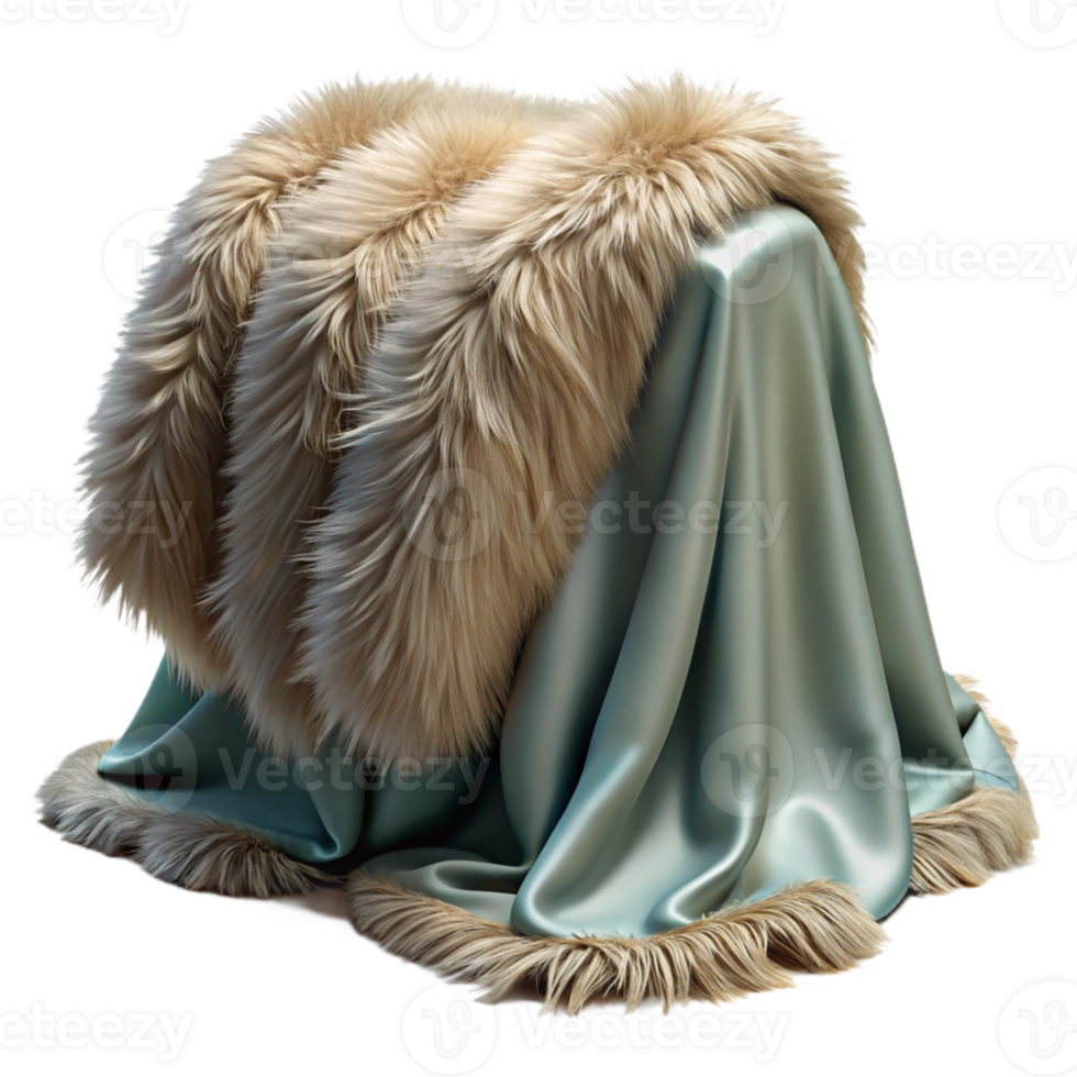 Fur Trimmed Satin Fabric Drape png
