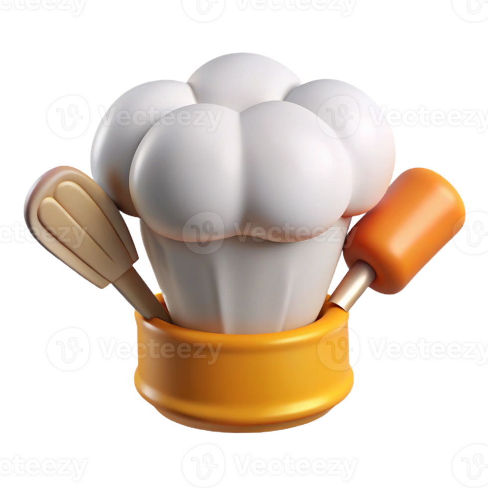3D Rendered Chef Hat with Utensils png