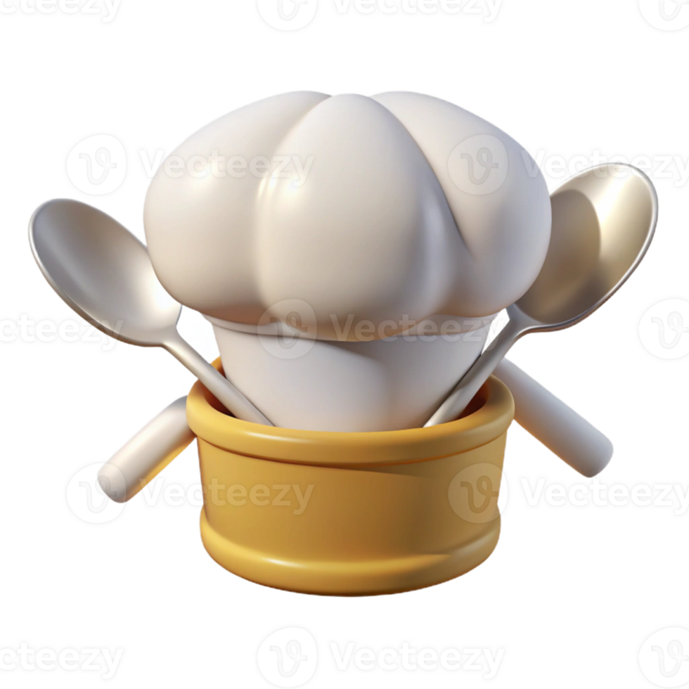 3D Chef Hat Spoon Render png
