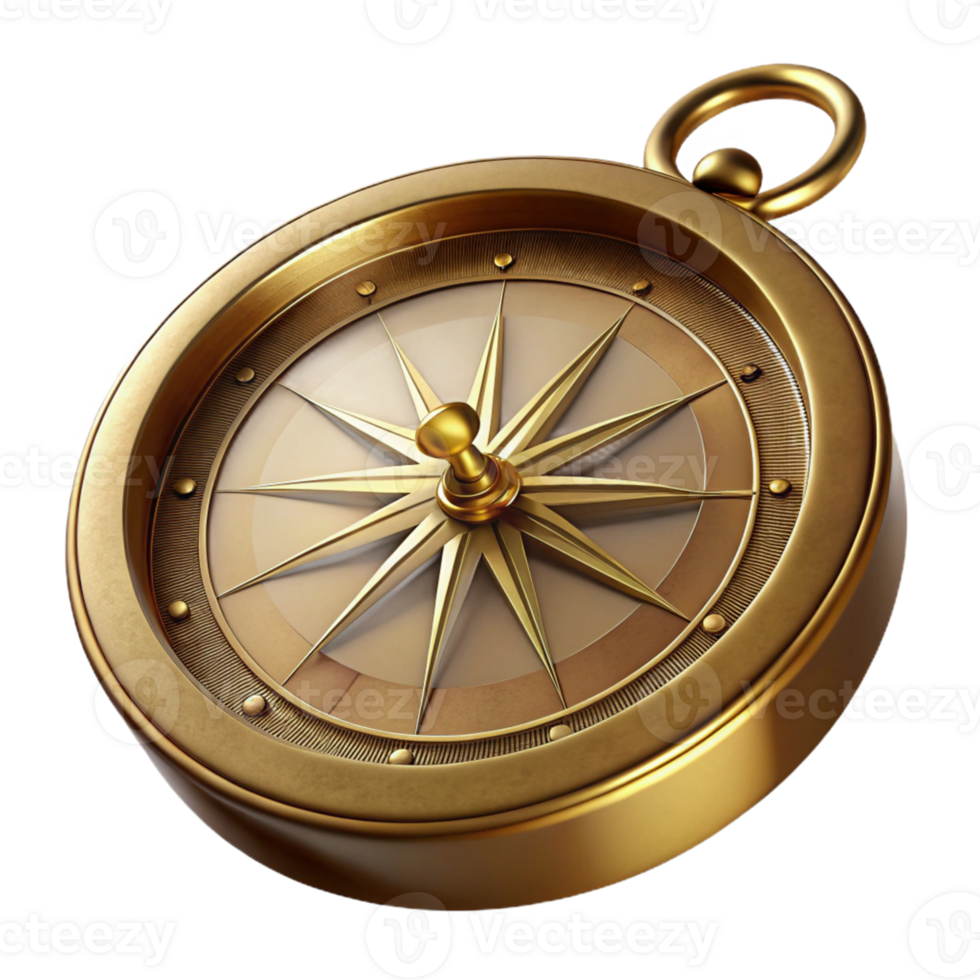 Golden Compass with Starburst Design png