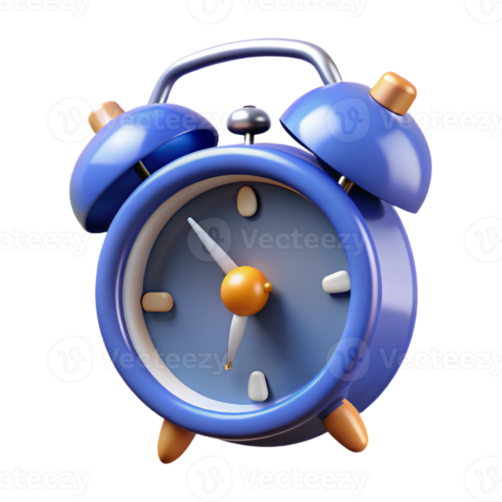 Blue Alarm Clock with White Hands png