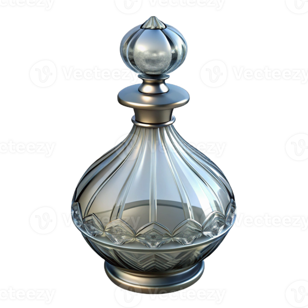 Vintage Glass Bottle with Ornate Design png