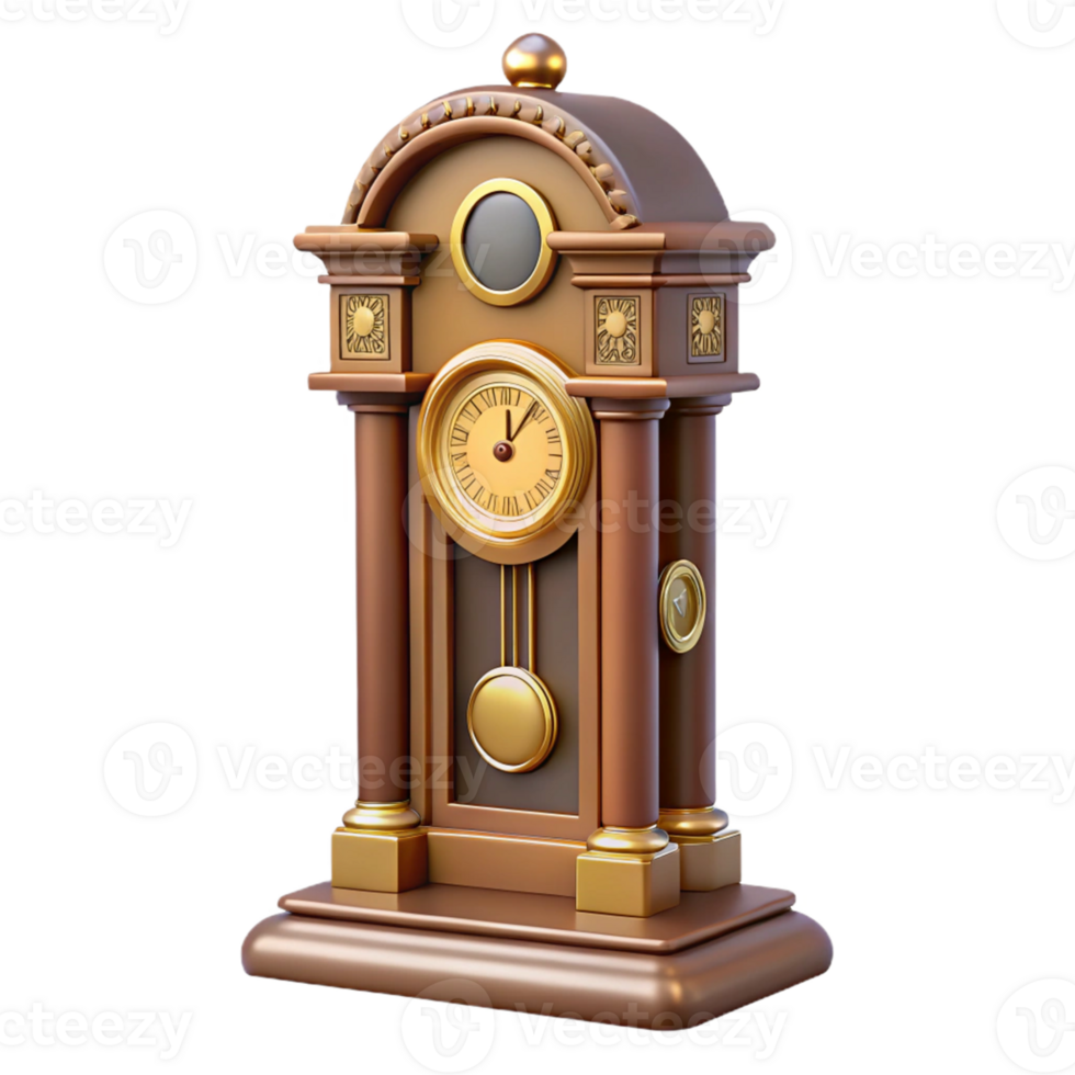 Ornate Golden Clock with Roman Numerals png