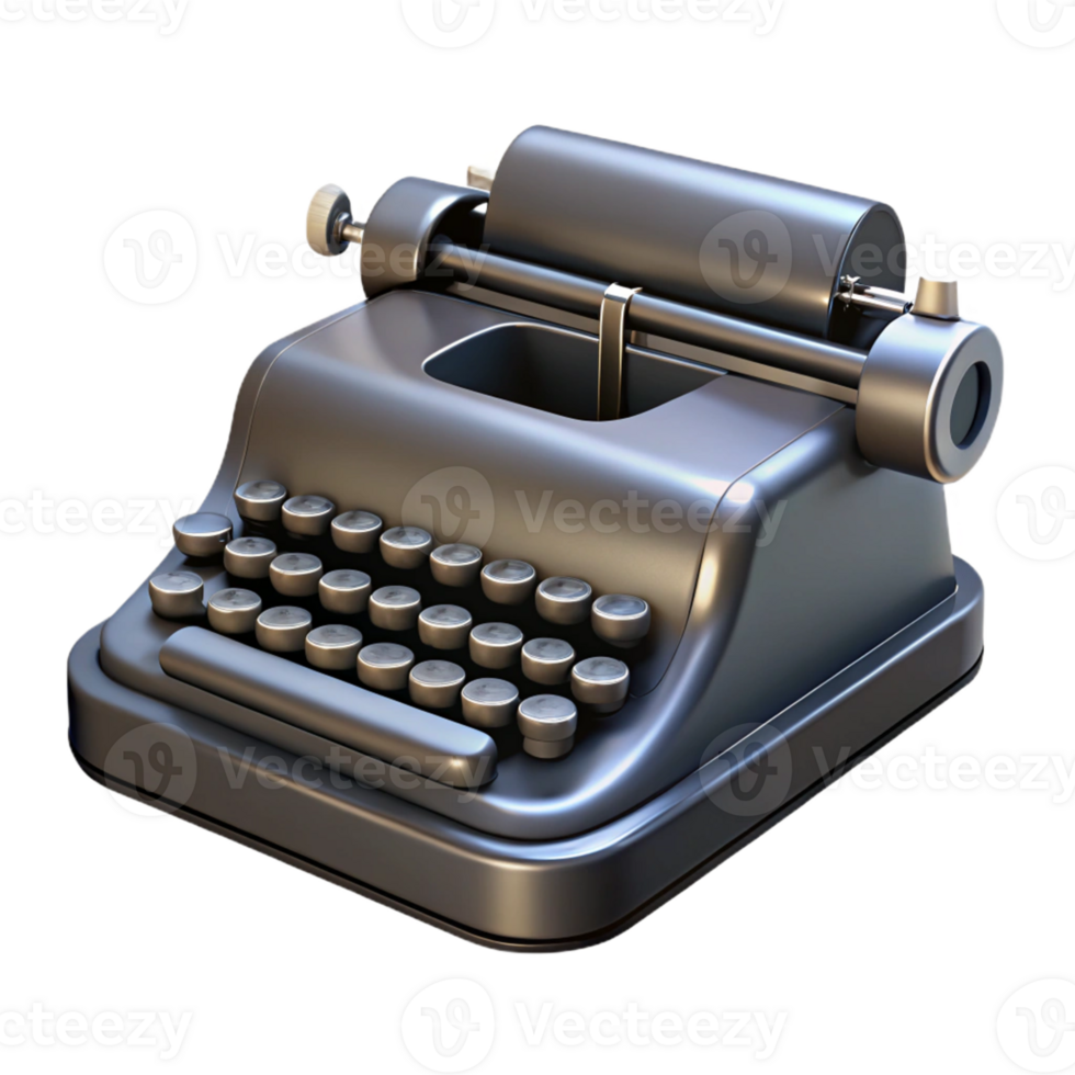 3D Rendering of a Vintage Typewriter png