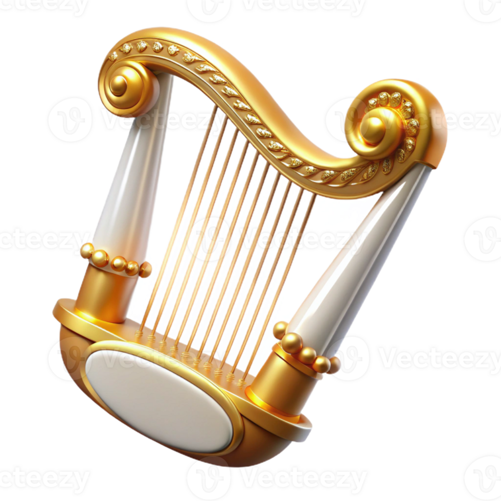 Golden Harp with White Accents png