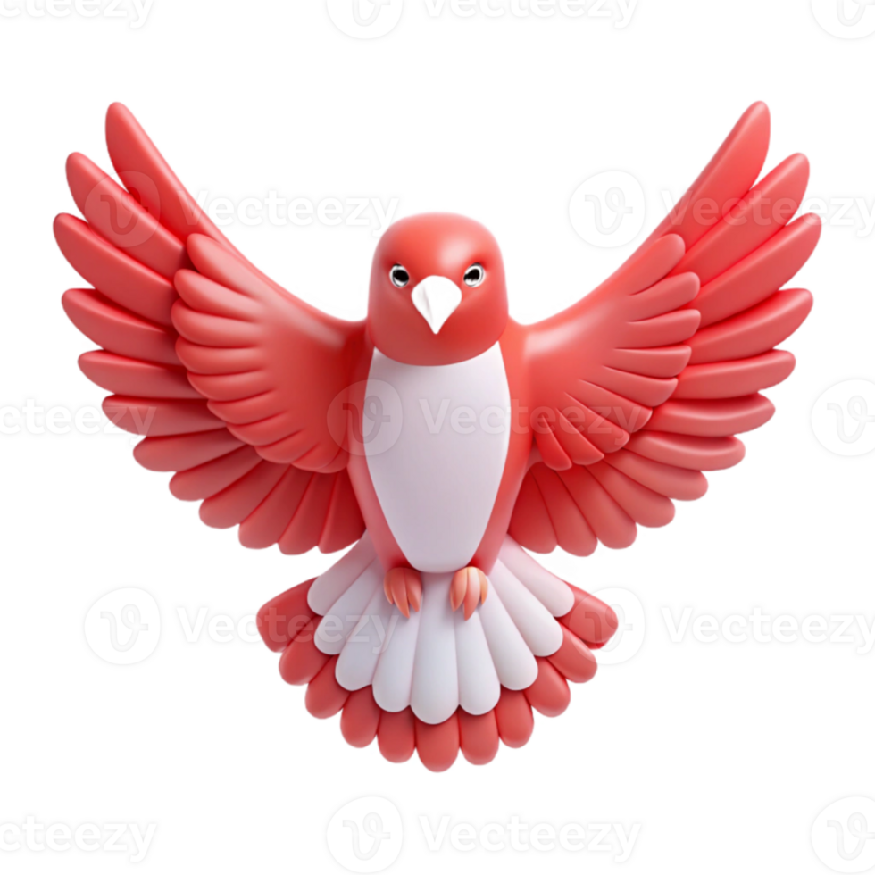 3D Cartoon Pink Bird with White Belly Illustration png