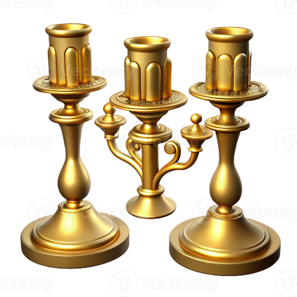 Ornate Gold Candle Holders png