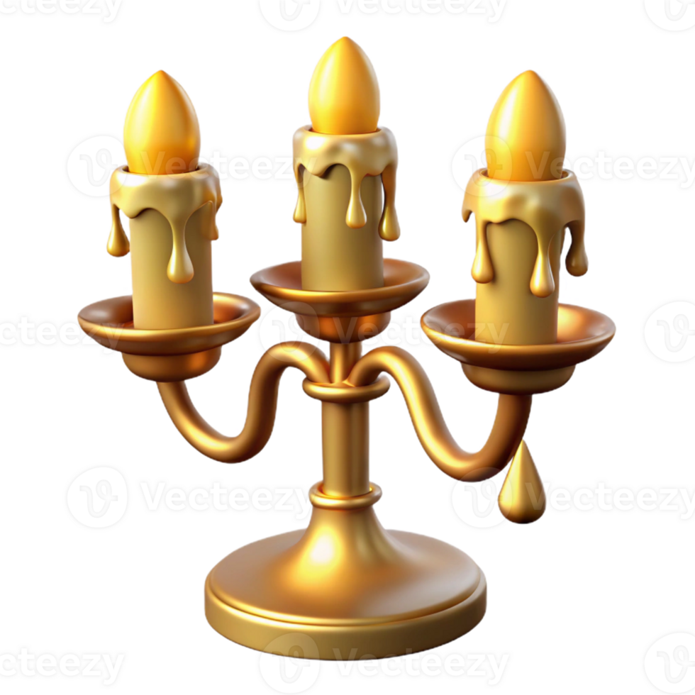 Golden Candelabra with Dripping Wax png