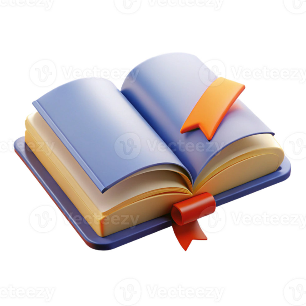 Open Book with Bookmark and Ribbon png