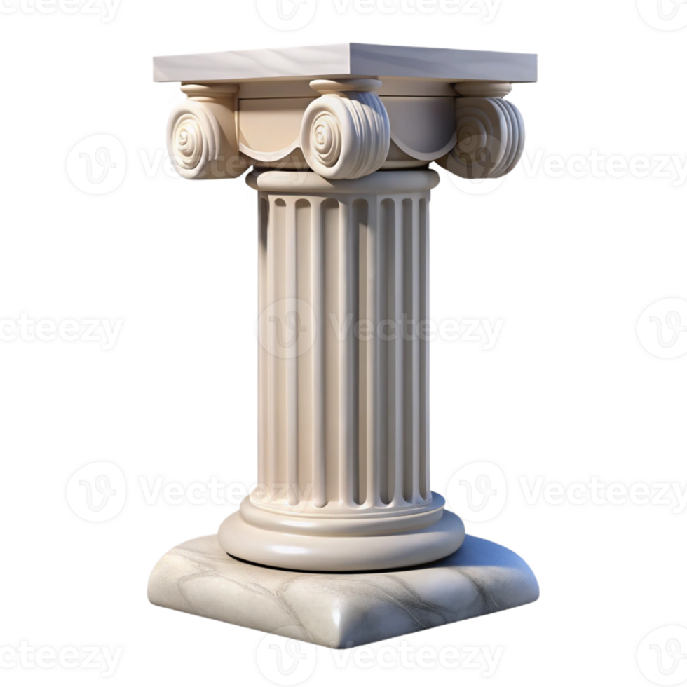White Marble Column with Flutes and Volutes png