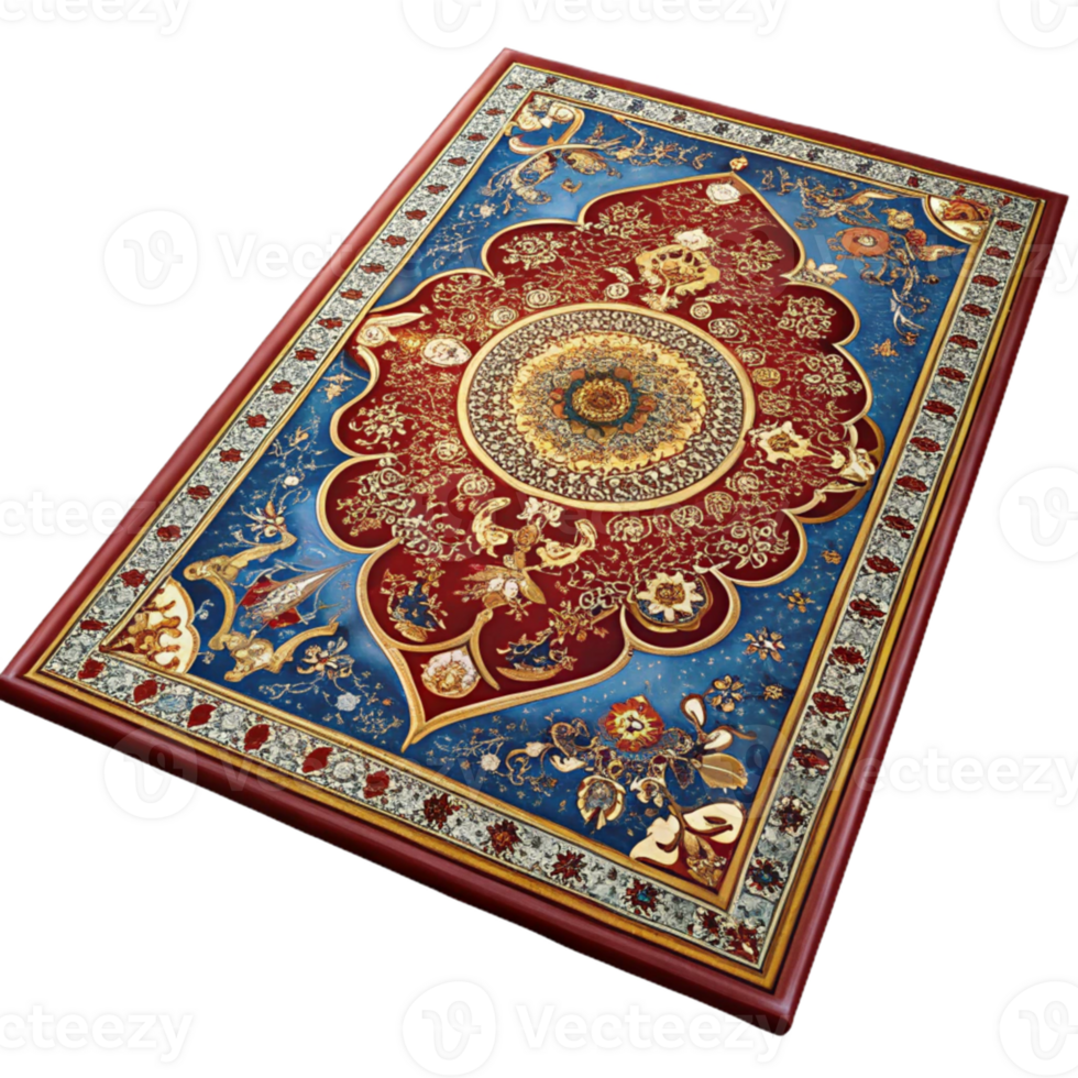 Ornate Red and Blue Rug Illustration png