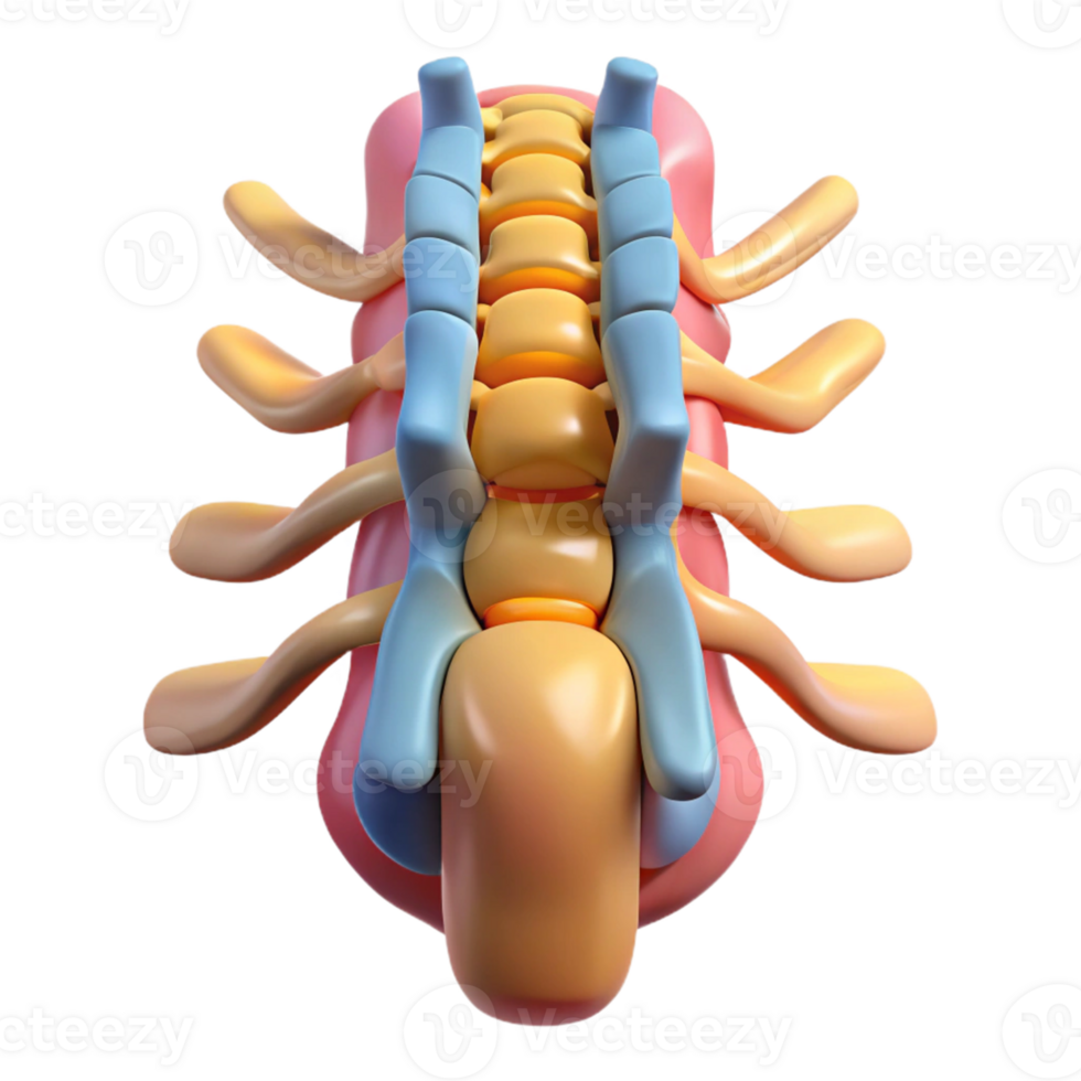 3D Render of a Human Spine png