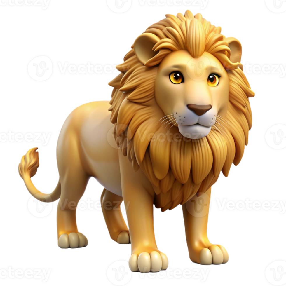 3D Cartoon Lion with Mane png