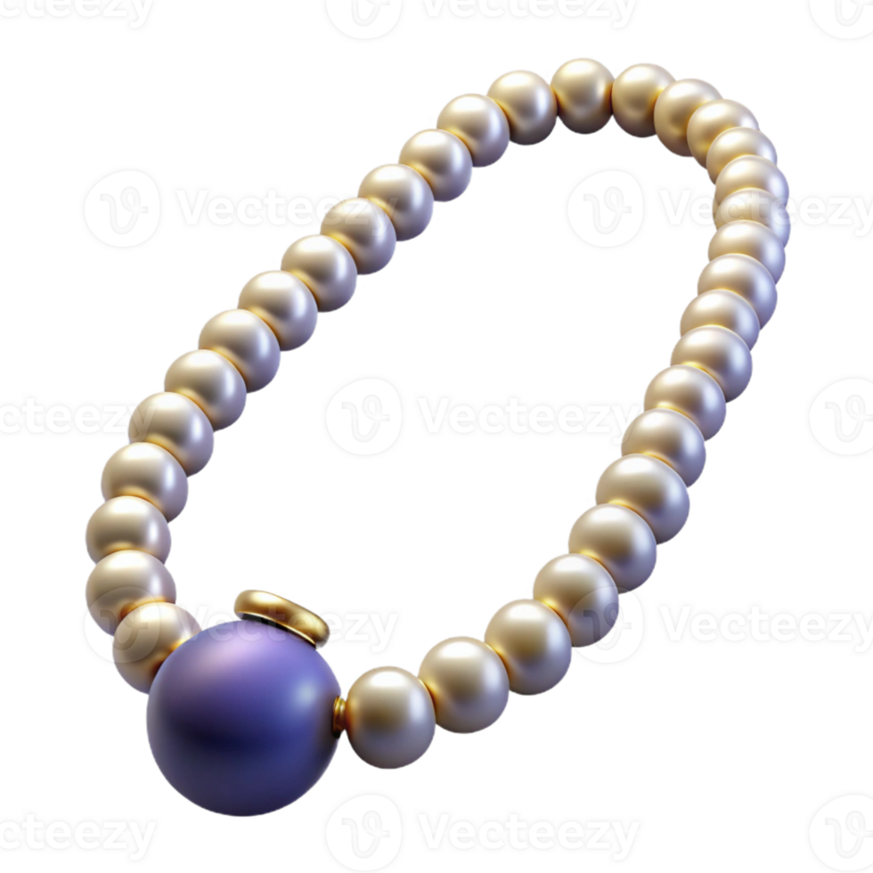 Pearl Necklace with Purple Charm png