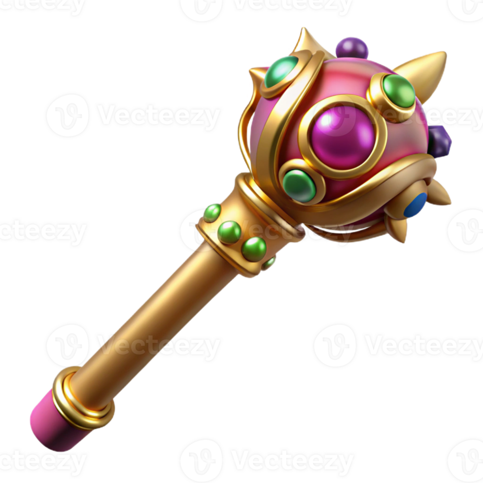 Golden Scepter with Gems png