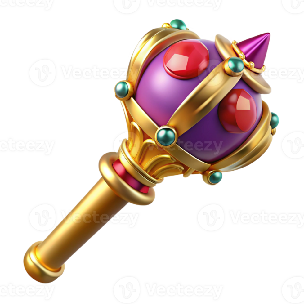 Golden Scepter with Gemstone png