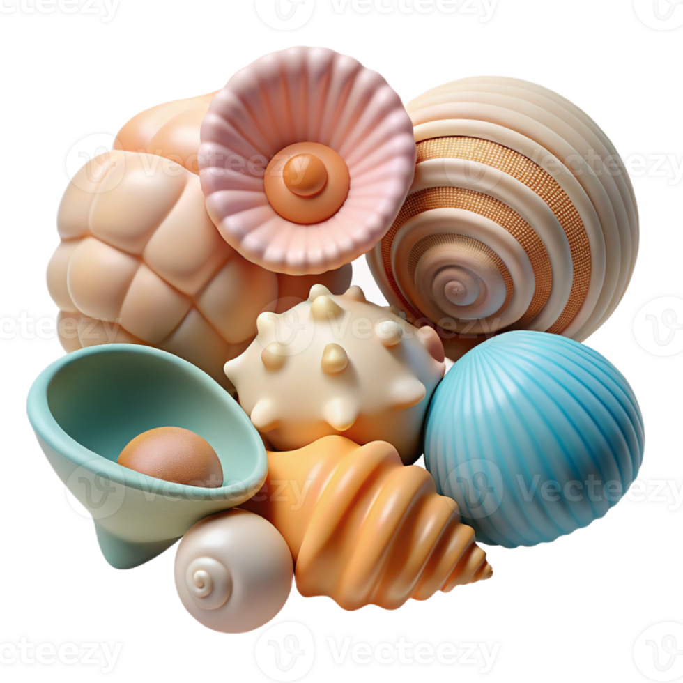 Abstract 3D Shapes in Pastel Colors png