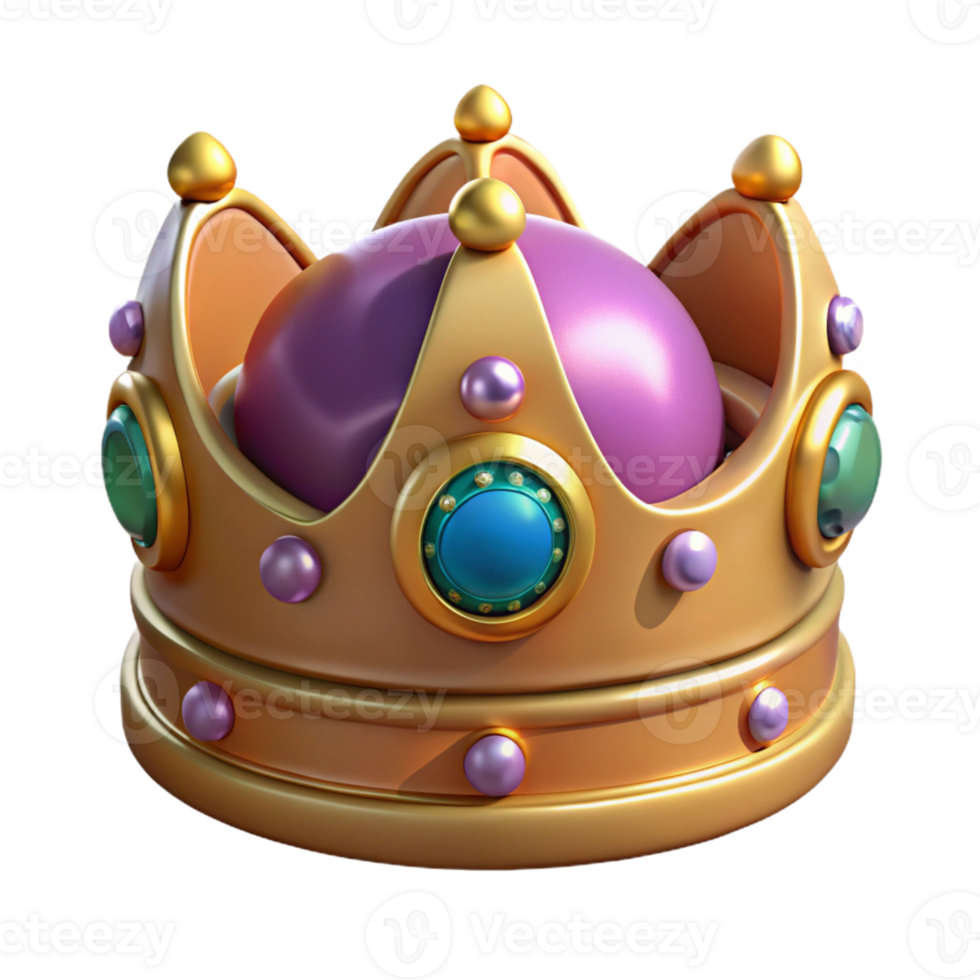 Shiny Gold Crown with Gems png