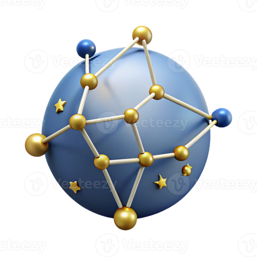 Abstract Sphere with Connected Dots and Stars png