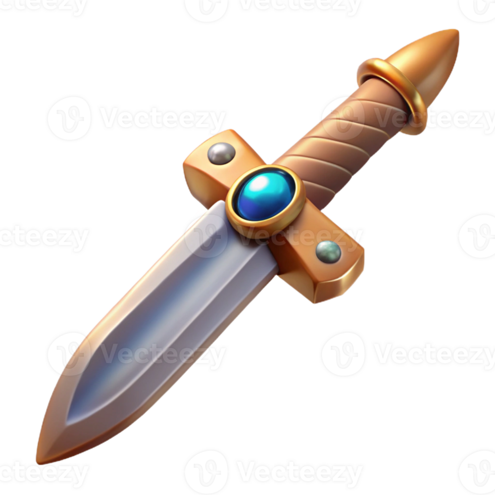 Fantasy Game Dagger with Gem png