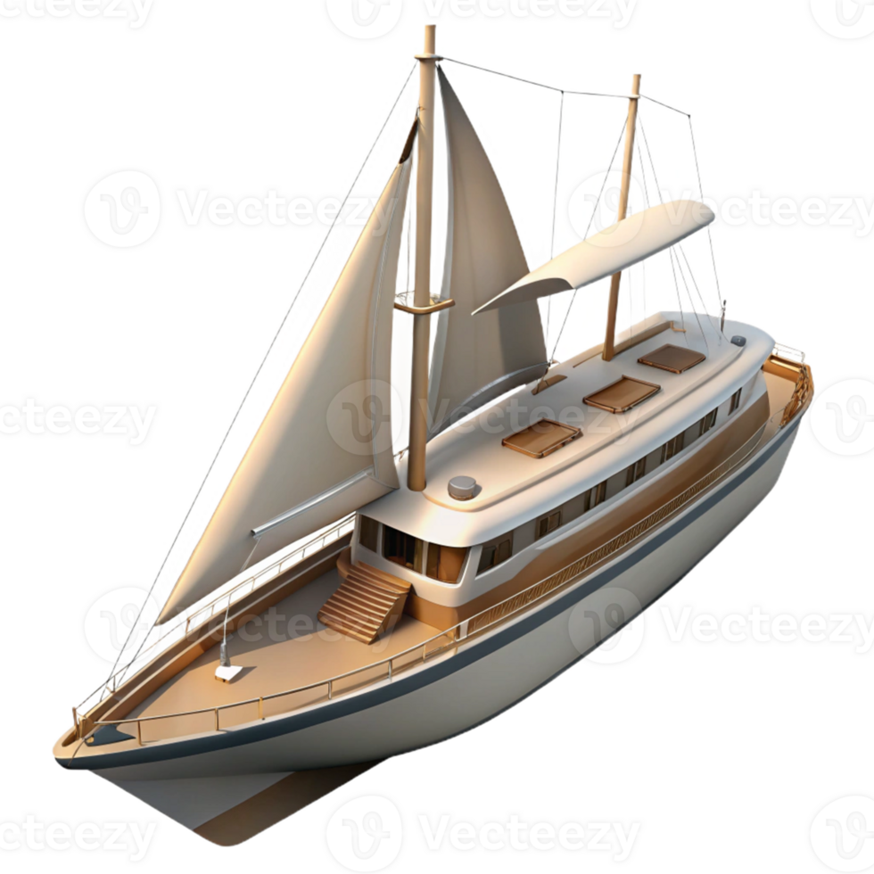 Luxury Yacht with Sail and Deck png