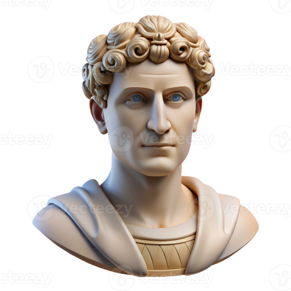Ancient Roman Bust with Intricate Hairstyle png
