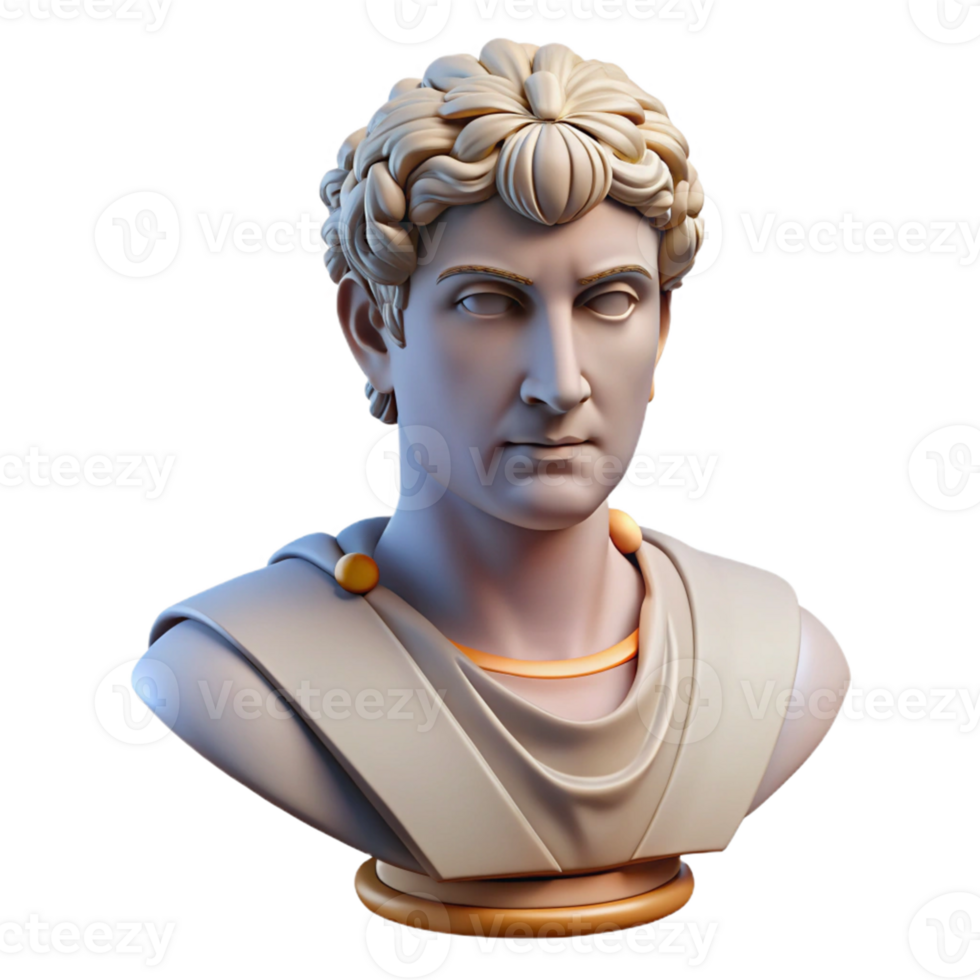 3D Render of a Bust Statue png