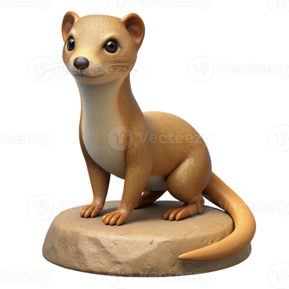 Cute Cartoon 3D Weasel Illustration png