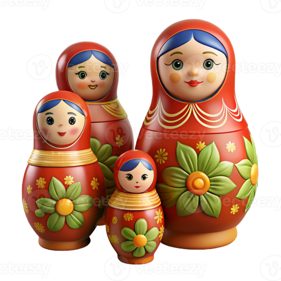Set of Colorful Nesting Dolls png