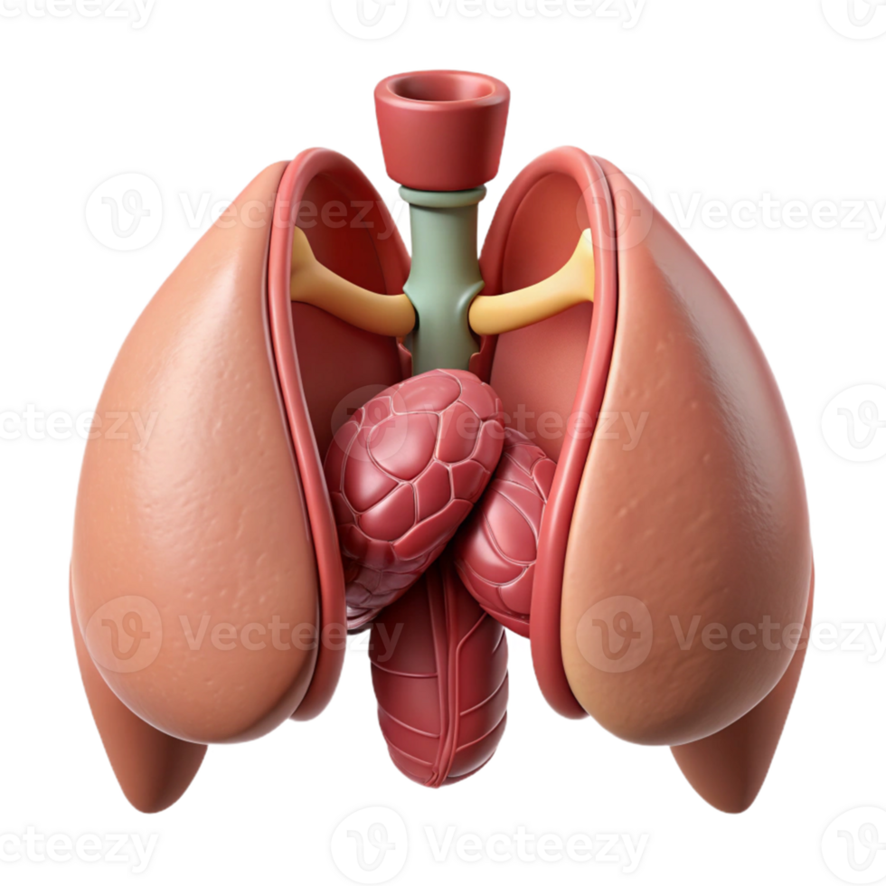 3D Render of Human Lungs and Bronchi png