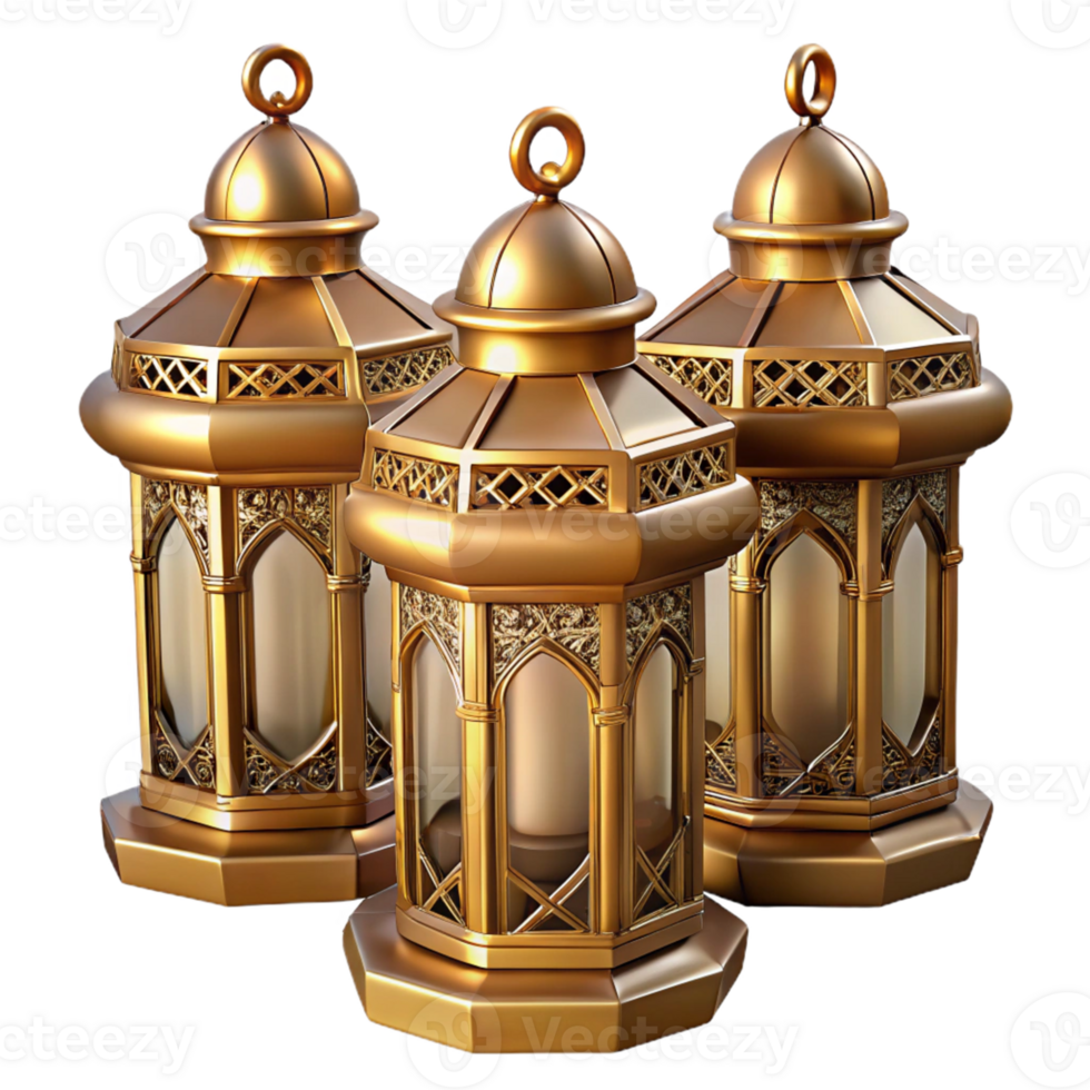 Ornate Golden Lanterns with Intricate Details png