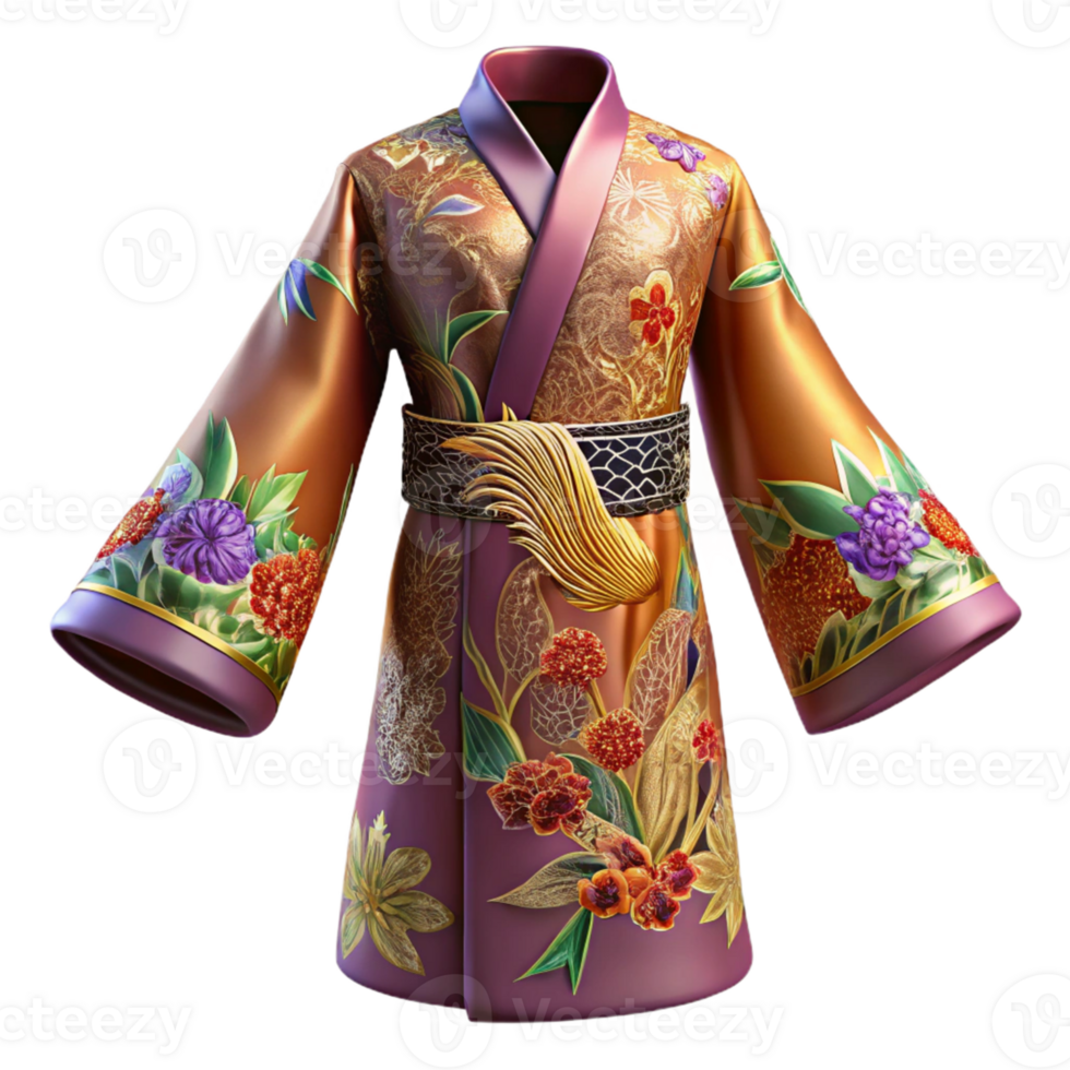 Floral Kimono with Gold Accents png